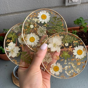 Resin Coasters | Dried Flower Coasters | Pressed Flowers | Gifts for her | wedding Favour | Bridesmaid gifts | wedding return gifts