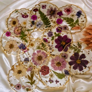 Purple resin real pressed flowers coasters