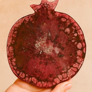 Trendy pomegranate resin coaster set, Handmade fruit coaster, Cute coffee table decor, Resin coaster set, Housewarming gifts