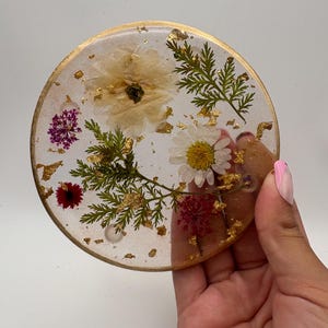 Epoxy Resin Clear Coasters with Pressed Dried Flowers