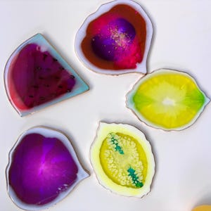 Fig Resin Coaster: Purple Fruit Epoxy Drink Mat, Heat Resistant